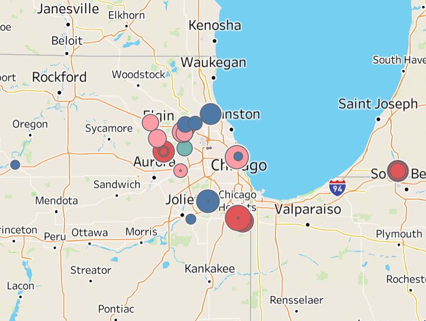 Customer rooftop locations, Midwest region